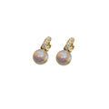 Iridescent Pearl and Crystal Double Drop Huggie Earrings view 5