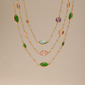 Gold Stainless Steel Czech Glass Marquise Station Necklace view 3