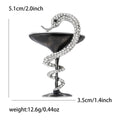 Crystal Snake and Cocktail Glass Brooch in Four Colors view 9