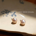 Baroque Freshwater Pearl Stud Earrings Irregular Pink Tones view 3