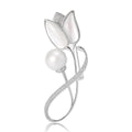 Tulip and Pearl Brooch in Gold and Silver Tone Decorative Lapel Accessory view 5