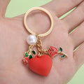 Red Heart Charm Keychains In 4 Rose, Butterfly, Tag And Pearl Styles view 2