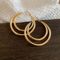 Triple Layer Hoop Earrings in Gold and Silver Tone view 6