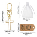 Gold Hollow Cross Keychain Lobster Clasp Open Frame view 2