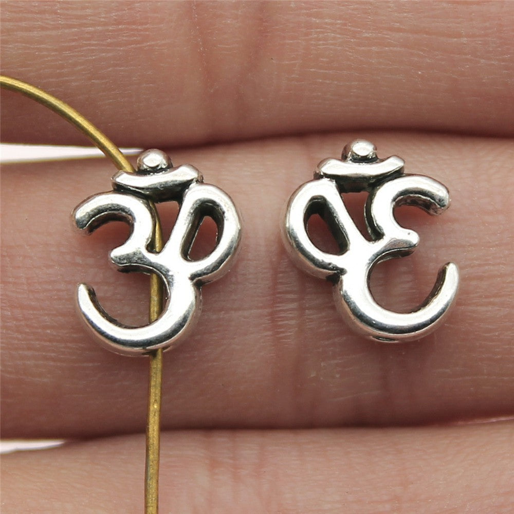 10x12mm 1.4g Antique Silver Zinc Alloy OM Symbol Loose Metal Beads for Bracelet Jewelry Making