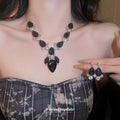 Champagne Crystal Floral Drop Necklace Set With Matching Earrings view 2
