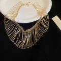 Layered Metal Chain Fringe Necklace in Gold and Silver Tones view 3
