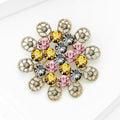 Multicolor Crystal Flower Brooch with Open Petal Loops view 3