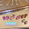 Preserved Rose and Pearl Long Drop Earrings in Two Colors view 7