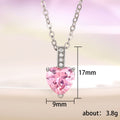 Silver Tone Heart Stone Pendant Necklaces In Three Colors view 5