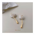 Gold Irregular Long Teardrop Wave Fishhook Drop Earrings view 1