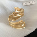 Polished Folded Wave Wide Open Cuff In Silver Tone Or Gold Tone view 7