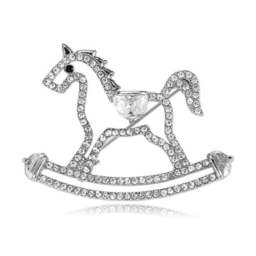 Horse Two Designs Metal Brooch Pin 3.6 x 4.4 cm for Jackets and Lapels