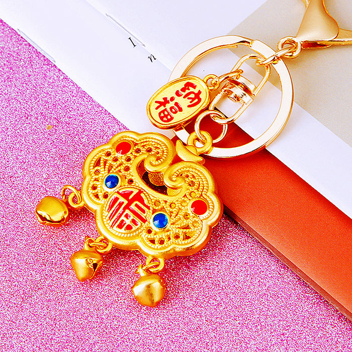 Chinese Fortune Lock Gourd and Abacus Keychains in Six Style Options