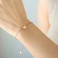 Heart Pendant Bracelet Fine Cable Chain Gold Steel Rose view 8