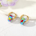 Gold Tone Small Hoop Earrings with Irregular Acrylic Loops view 7