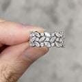 Silver Tone Wide Marquise Crystal Leaf Cluster Band Ring view 2
