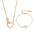 Infinity Heart Zircon Necklace Bracelet Gold Steel Two-Tone view 5