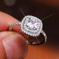 Silver Tone Cushion Double Halo Ring With Clear Stones view 1