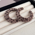 Eight Leopard Print Fuzzy Open C Hoop Statement Earrings view 6