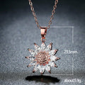 Sunflower Marquise Clear CZ Pendant Necklace Rose White Gold view 5