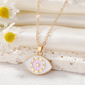 Gold Tone Enamel Eye Pendant Necklace Huggie Earrings and Sets view 10