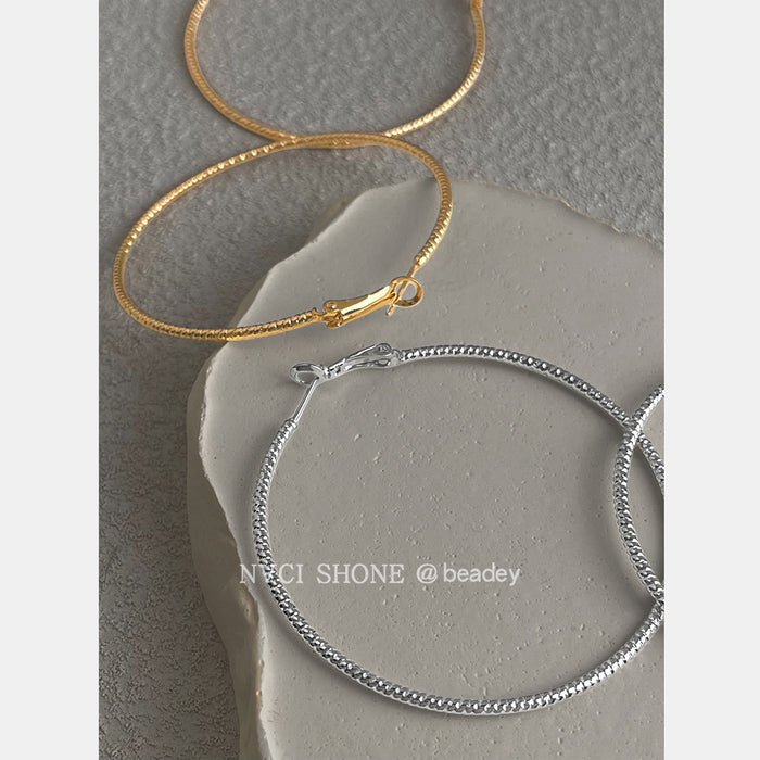 Textured Round Hoop Earrings In Gold Silver And Four Sizes