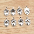 Floral Heart Charms in Antique Bronze and Silver Tones view 2