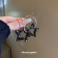 Black Crystal Open Star Hoop Earrings Jewelry Accessories view 4