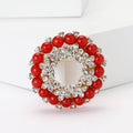 Round Bead and Crystal Wreath Brooch in Three Colorways view 2
