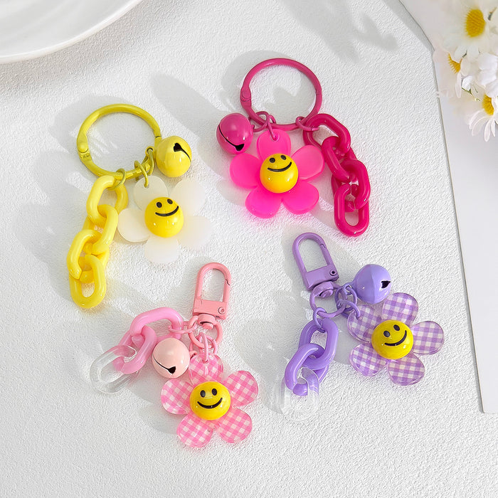 Acrylic Flower Bell Keychain With Metal Chain And Ring