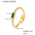 Open Ring Rectangle Glass Stone Crystal Pave Adjustable Band view 7