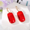 Gold Tone Rectangular Faceted Crystal Hook Earrings in Five Colors view 4