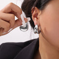 Gold Steel Geometric Teardrop Stud Earrings Heavy Pair view 4