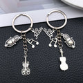 Silver Tone Violin Microphone and Music Note Keychain view 2