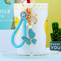Jeweled Small Butterfly Tassel Keychains with Fortune Loops and Loop Only Options view 6