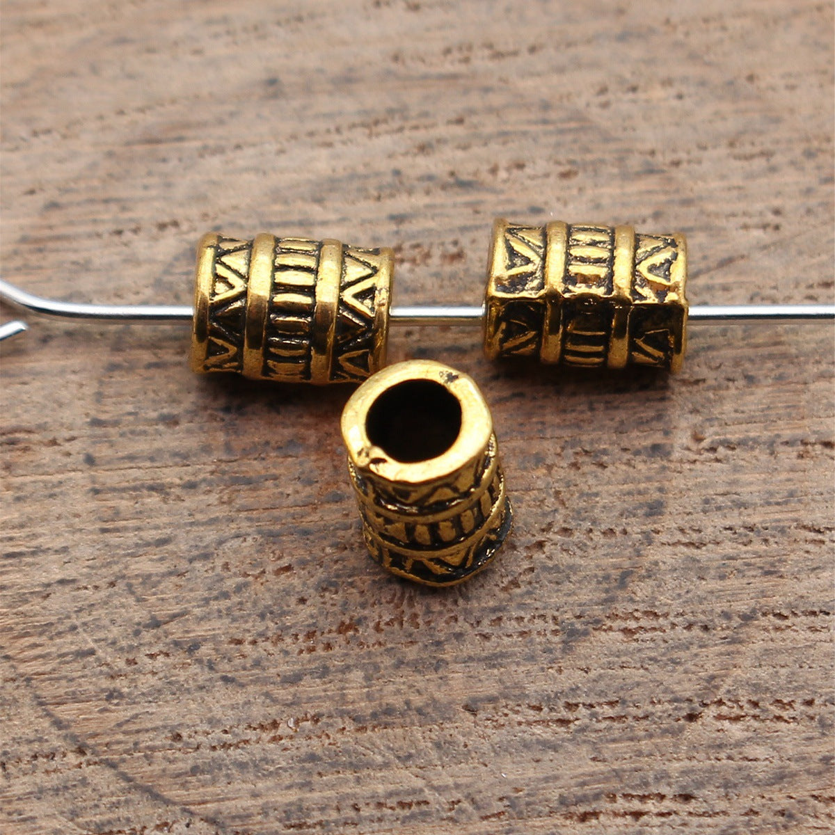 7.4x5.3x5.3mm 0.5g Multicolor Zinc Alloy Zigzag Texture Tube Spacer Beads for Bracelet Necklace Making