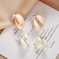 Double Oval Shimmer Drop Stud Earrings with Silver Tops view 2