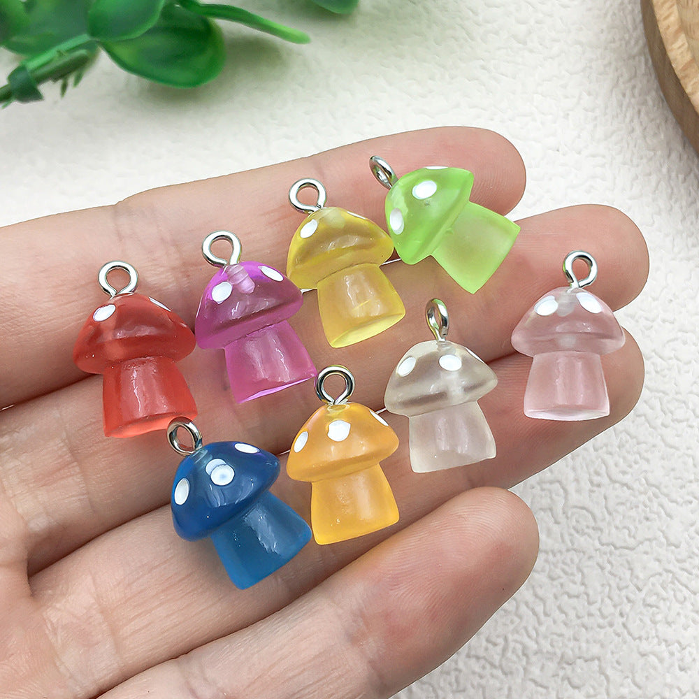 Glow Resin Cartoon Mushroom Charm Pendant for DIY Earrings Necklace Keychain