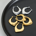 Gold Steel Geometric U Shape Hoop Earrings Smooth Metal view 4