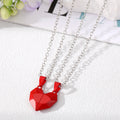 Two Piece Faceted Magnetic Heart Couple Necklace Sets view 3