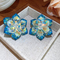 Crystal Flower Cluster Stud Earrings In Six Colorways view 7