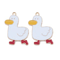 Gold Tone White Duck Enamel Charm with Yellow Beak view 2