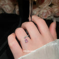 Silver Open Rings with Teardrop Dangle Clear Pink Teal view 3