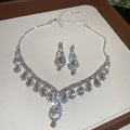 Rhinestone Teardrop Necklace Drop Earring Jewelry Sets view 1