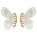 White Shell Butterfly Wing Stud Earrings With Crystal Bars view 5