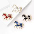Enamel Horse Brooch Black Red White or Blue Rhinestone Saddle view 3