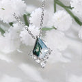 White Gold Marble Look Diamond Pendant Necklace Chain view 2