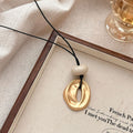 Black Cord Open Ring Pendant Necklace Gold or Silver view 6