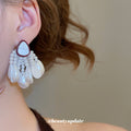 White Shell and Pearl Cluster Drop Earrings Jewelry Accessory view 3